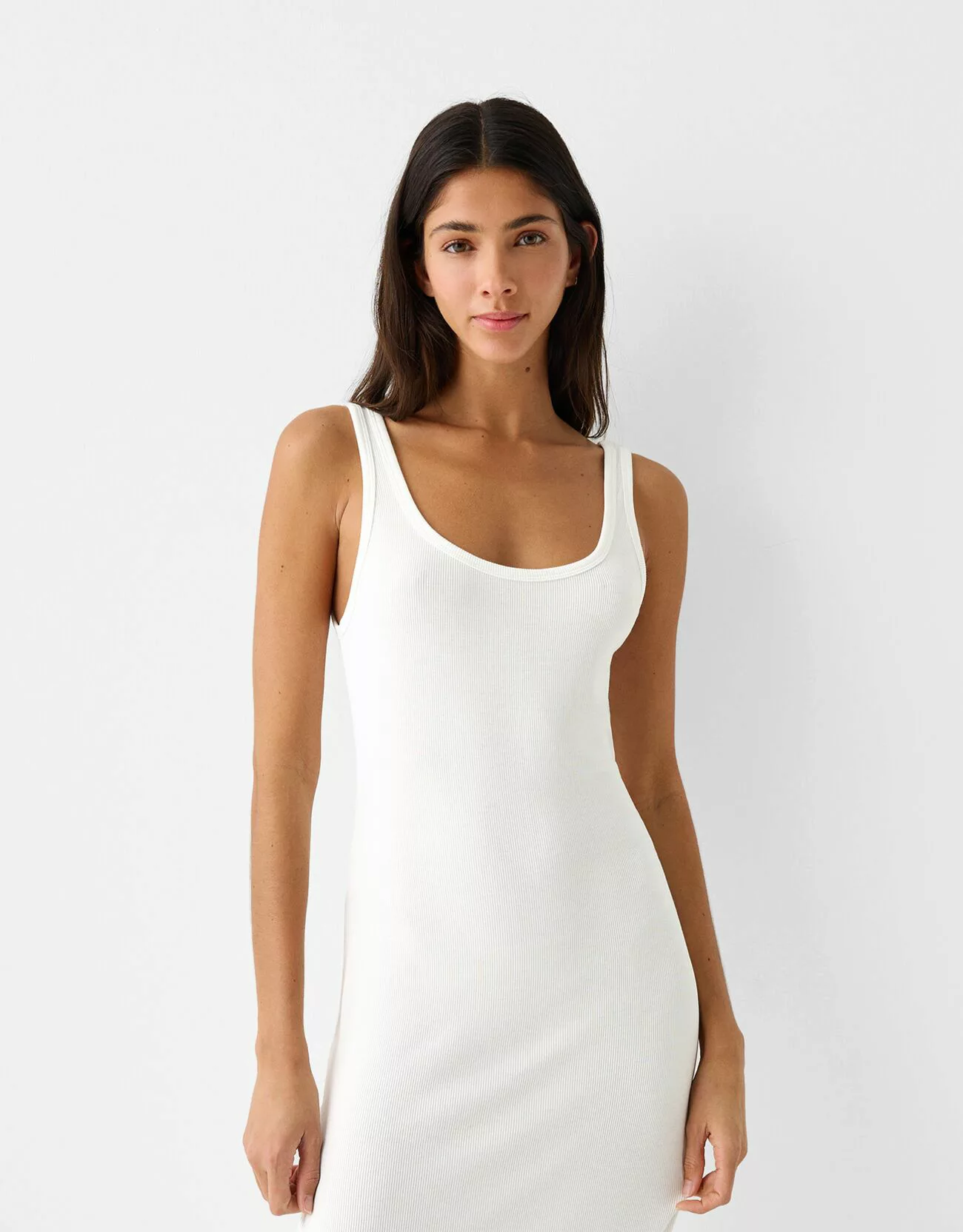 Bershka Trägerkleid Mit Patentmuster Damen Xs Grbrochenes Weiss günstig online kaufen