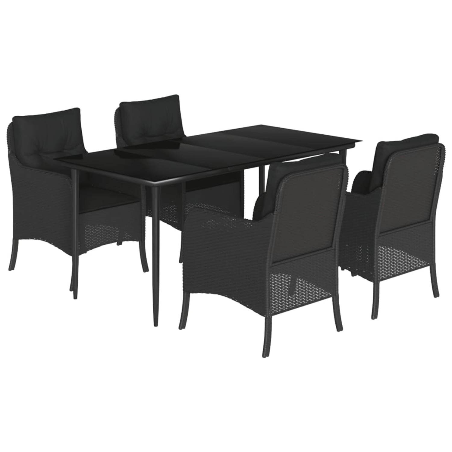 vidaXL 5-Tlg Garten-Essgruppe mit Kissen Schwarz Poly Rattan 3211923 günstig online kaufen