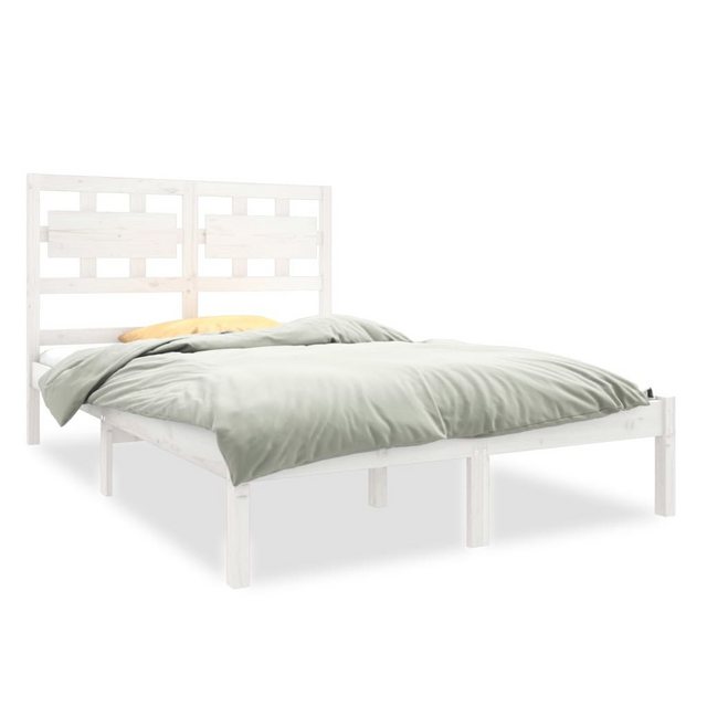 vidaXL Bettgestell Massivholzbett Weiß 135x190 cm 4FT6 Doppelbett Bett Bett günstig online kaufen