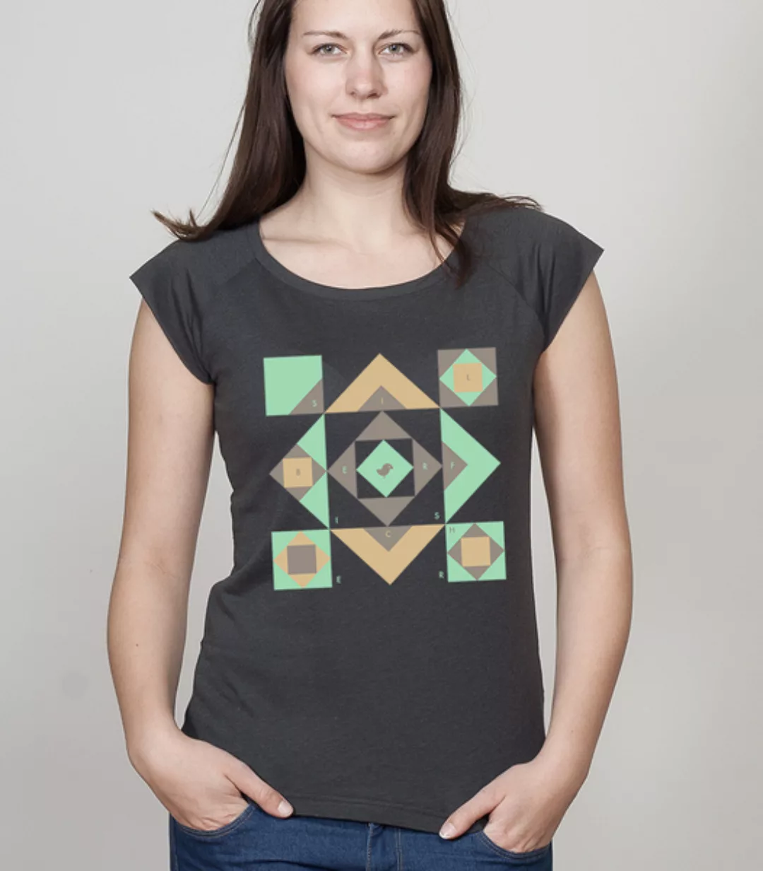 Shirt Bamboo Raglan Shirt Women Charcoal "Squared" günstig online kaufen