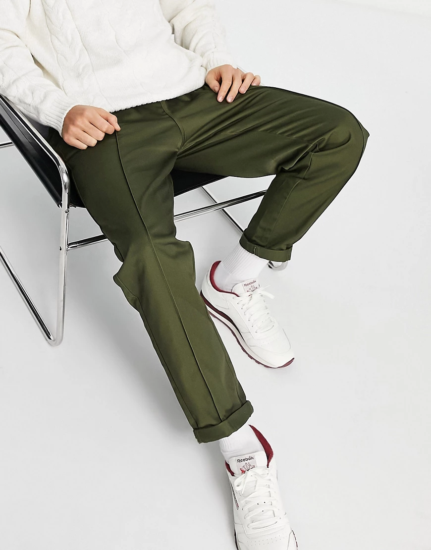 Jack & Jones Intelligence – Hose in Khaki mit Kordelzug im Bund und Nahtdet günstig online kaufen