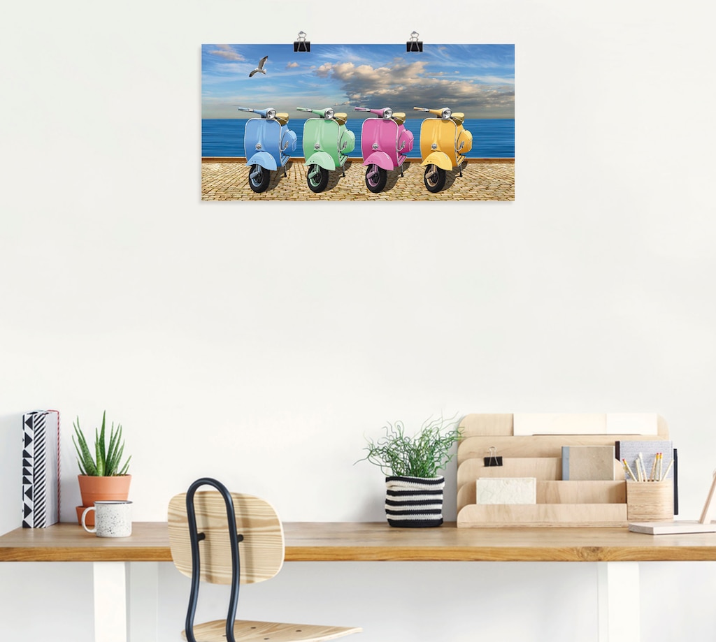 Artland Wandbild »Vespa-Roller in bunten Farben«, Motorräder & Roller, (1 S günstig online kaufen