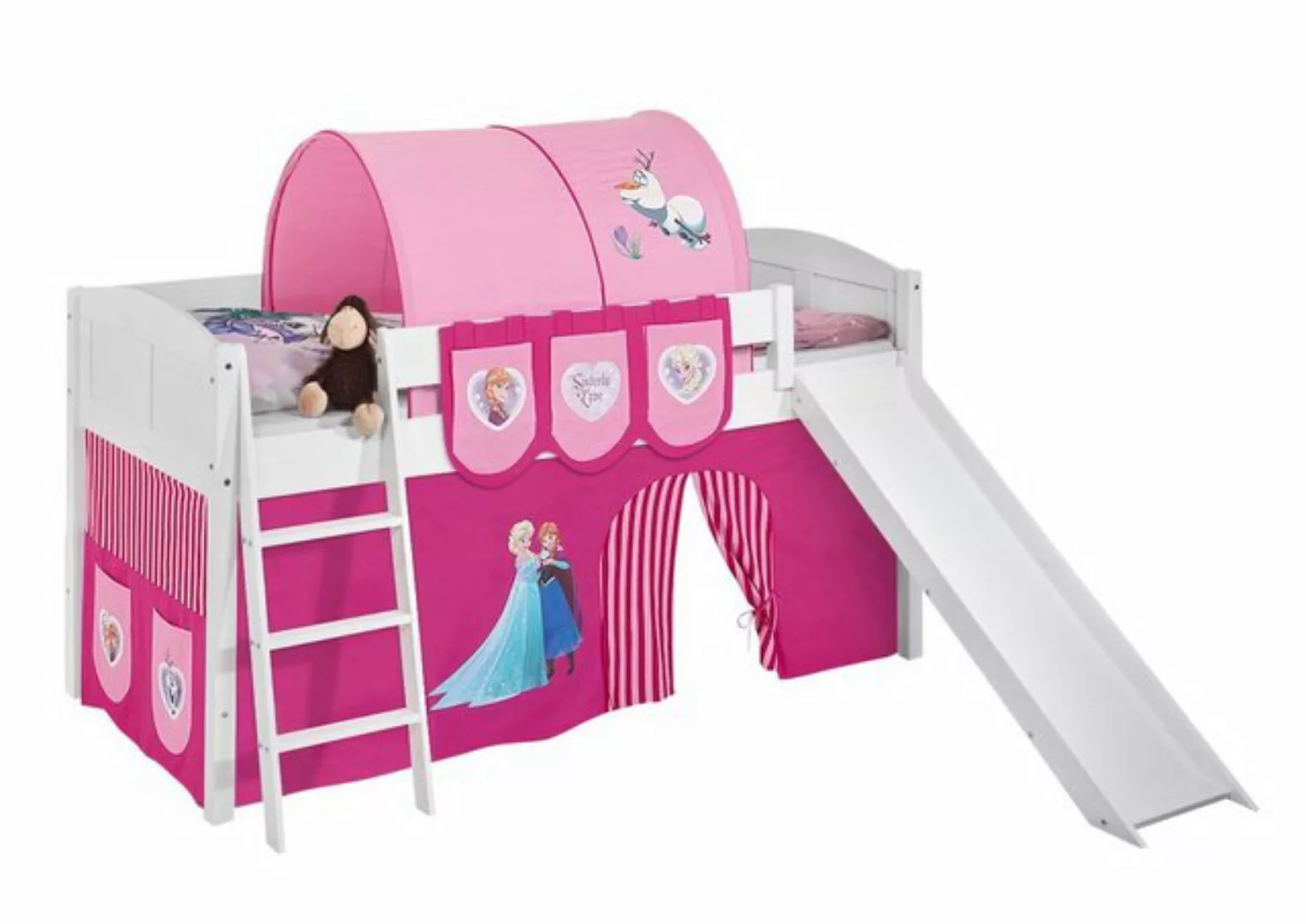 Lilokids Kinderbett Hochbett IDA 4106 Landhaus weiß Vorhang DISNEY FROZEN R günstig online kaufen