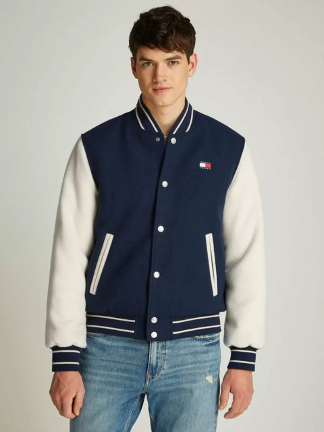 Tommy Jeans Bomberjacke TJM WOOL BLEND VARSITY JKT EXT mit Colorblock-Desig günstig online kaufen