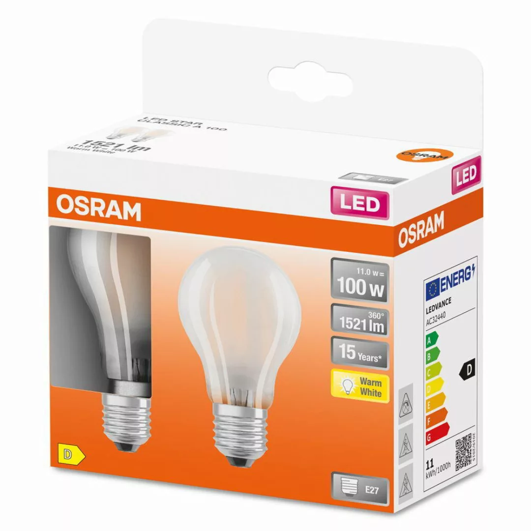 OSRAM Classic A LED-Lampe E27 11W 2.700K matt 2er günstig online kaufen