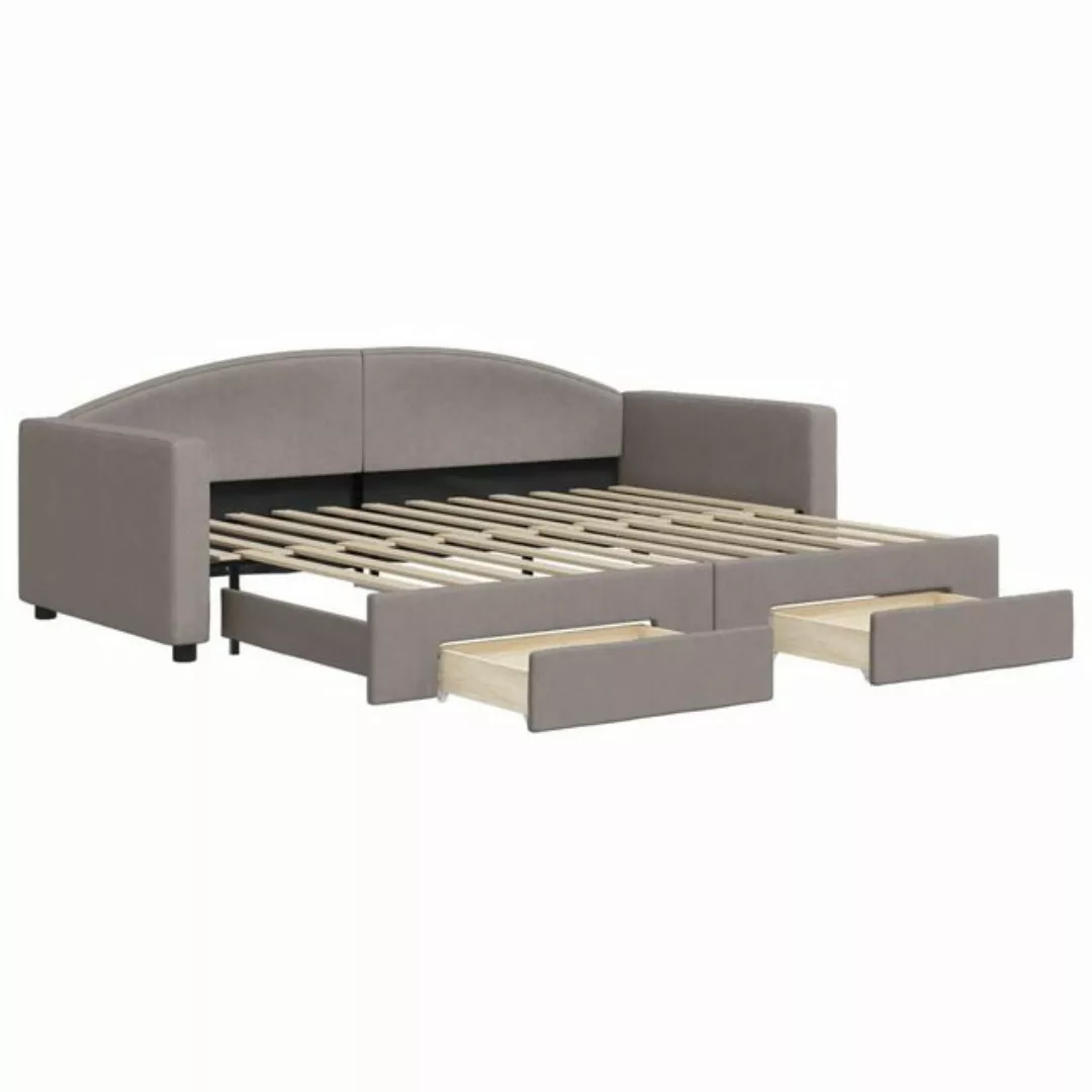 vidaXL Bett Tagesbett Ausziehbar mit Schubladen Taupe 90x200 cm Stoff günstig online kaufen