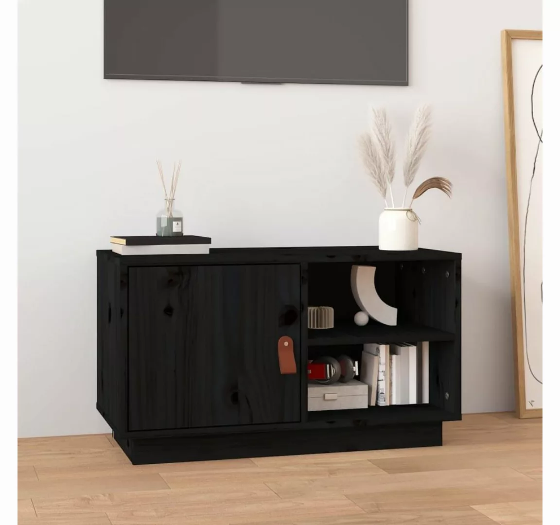 vidaXL TV-Schrank TV-Schrank Schwarz 70x34x40 cm Massivholz Kiefer (1-St) günstig online kaufen