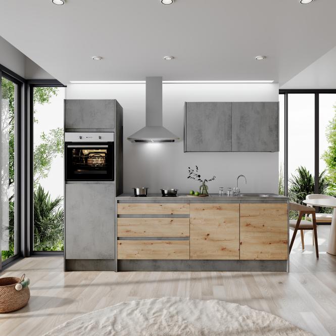 Küchenblock 273 cm inkl. Elektro-Set Troja von Bega Korpus Chromix Anthrazi günstig online kaufen