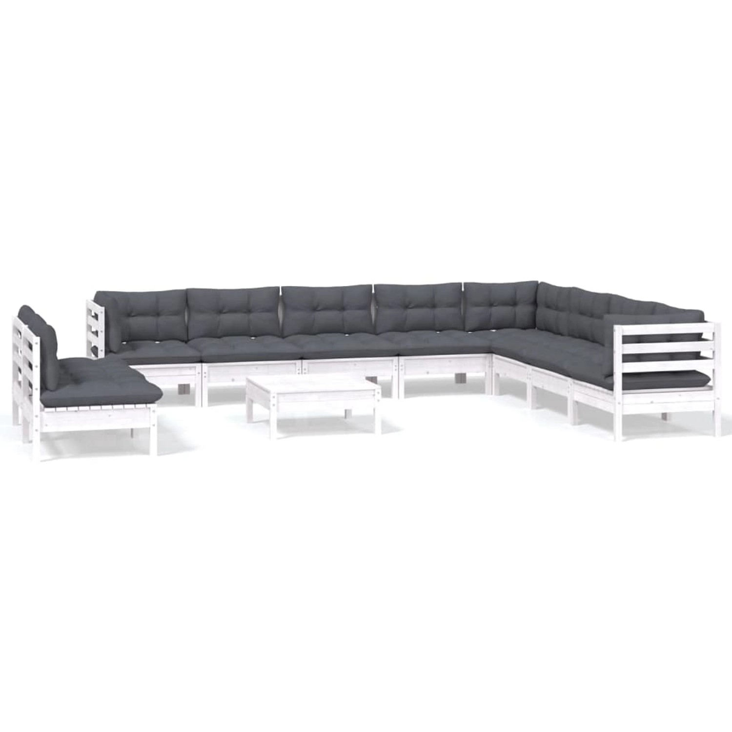 vidaXL 11-tlg Garten-Lounge-Set mit Kissen Weiß Massivholz Kiefer Modell 1 günstig online kaufen