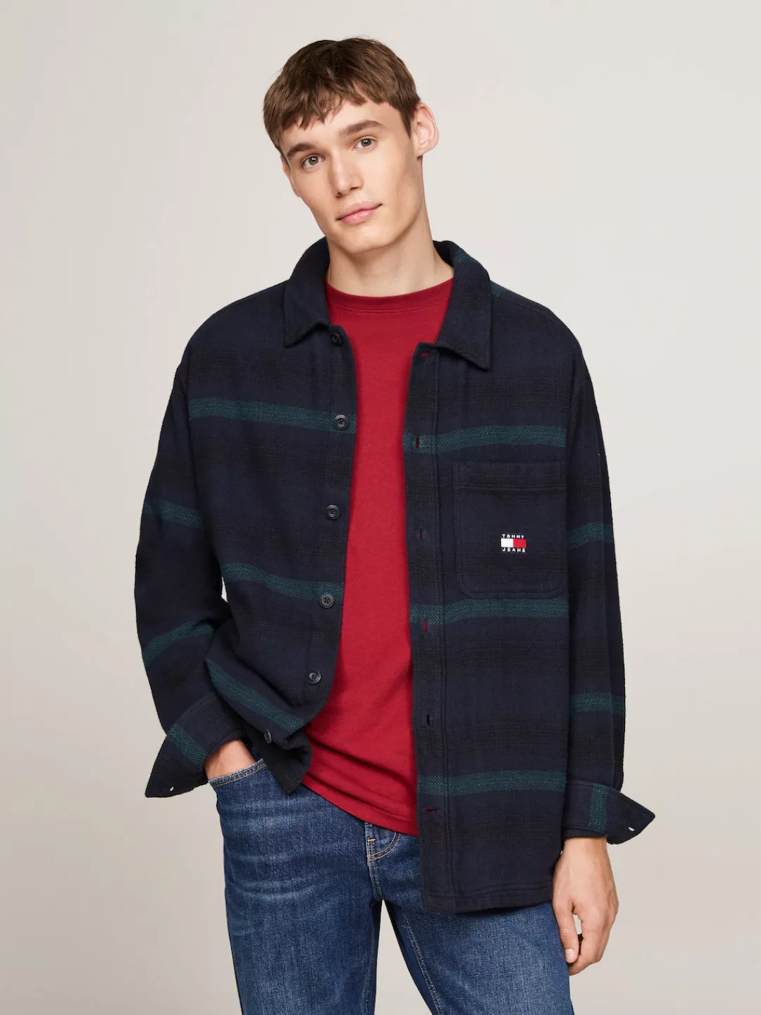 Tommy Jeans Hemdjacke "TJM BADGE CHECK OVERSHIRT", kariert günstig online kaufen