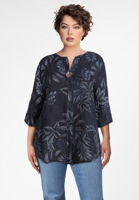 PEKIVESSA Tunika Bluse Leinen mit 3/4-Arm Blumenmuster günstig online kaufen