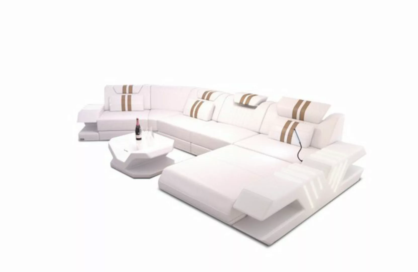 Sofa Dreams Wohnlandschaft Ledercouch Sofa Leder Venedig C Form Ledersofa, günstig online kaufen