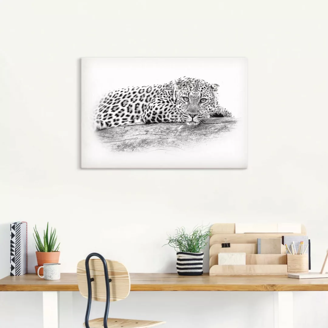 Artland Wandbild "Leopard High Key Optik", Wildtiere, (1 St.) günstig online kaufen
