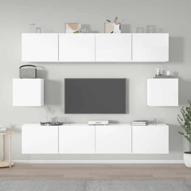 vidaXL TV-Schrank 6-tlg. TV-Schrank-Set Hochglanz-Weiß Holzwerkstoff (6-St) günstig online kaufen