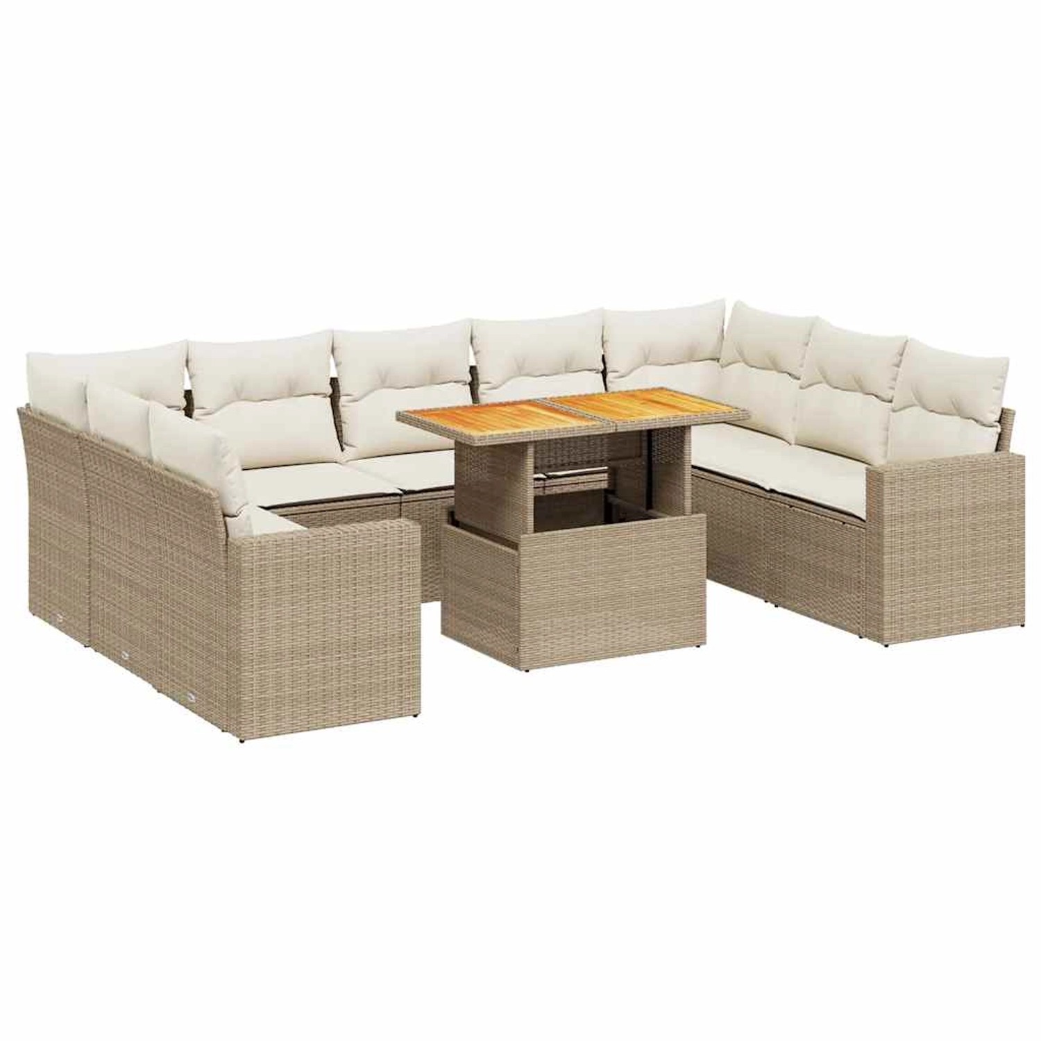 vidaXL 10-Tlg Garten-Sofagarnitur mit Kissen Beige Poly Rattan 3271457 günstig online kaufen
