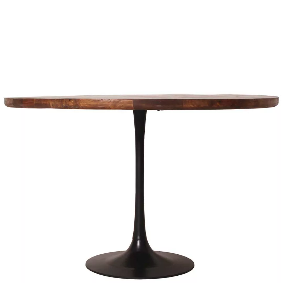 Esszimmertisch aus Mangobaum Massivholz und Stahl rund günstig online kaufen
