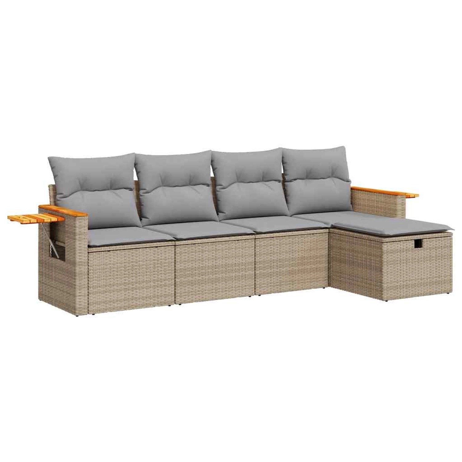 vidaXL 5-Tlg Garten-Sofagarnitur mit Kissen Beige Poly Rattan 3325958 günstig online kaufen