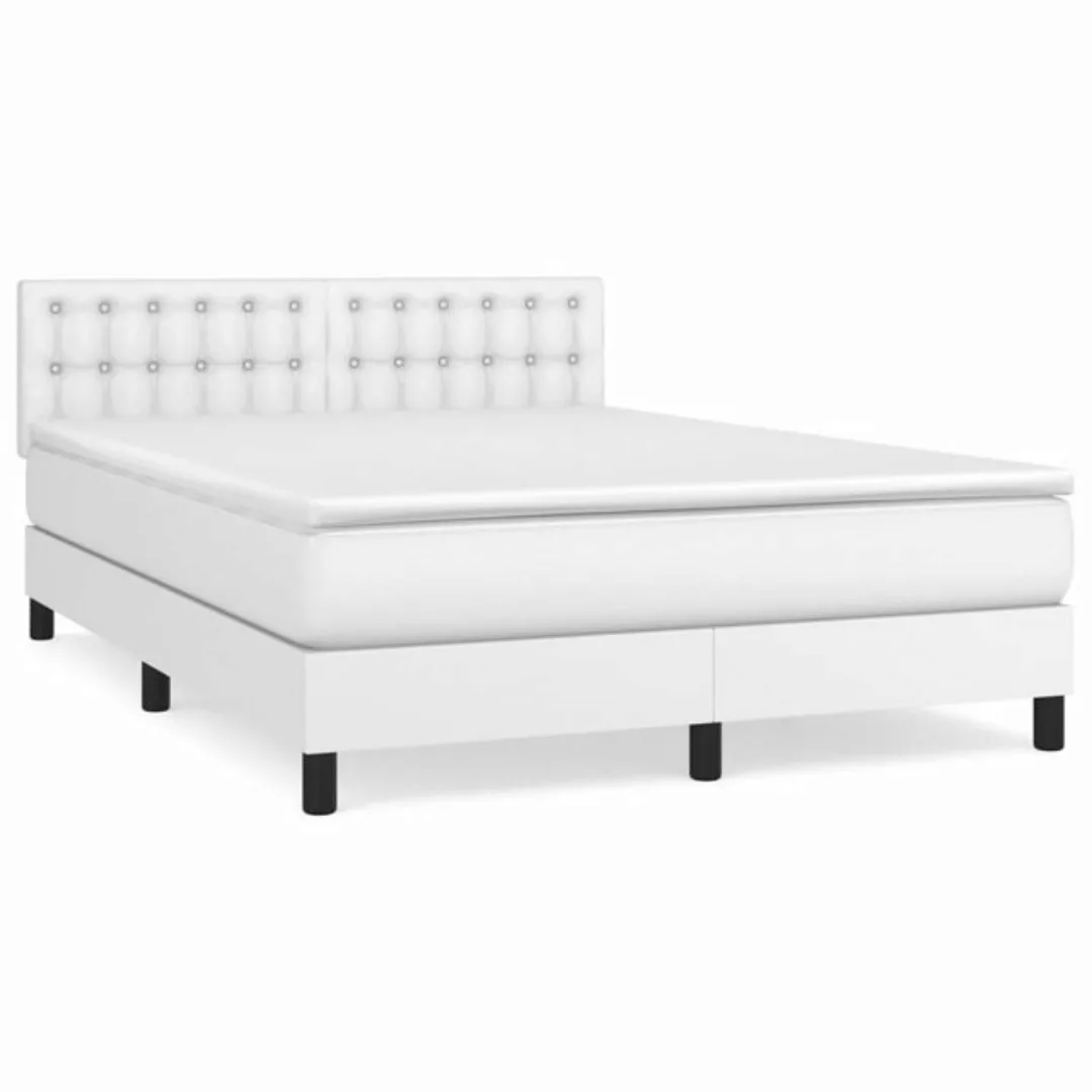 vidaXL Boxspringbett mit Matratze Weiß 140x200 cm Kunstleder1389822 günstig online kaufen