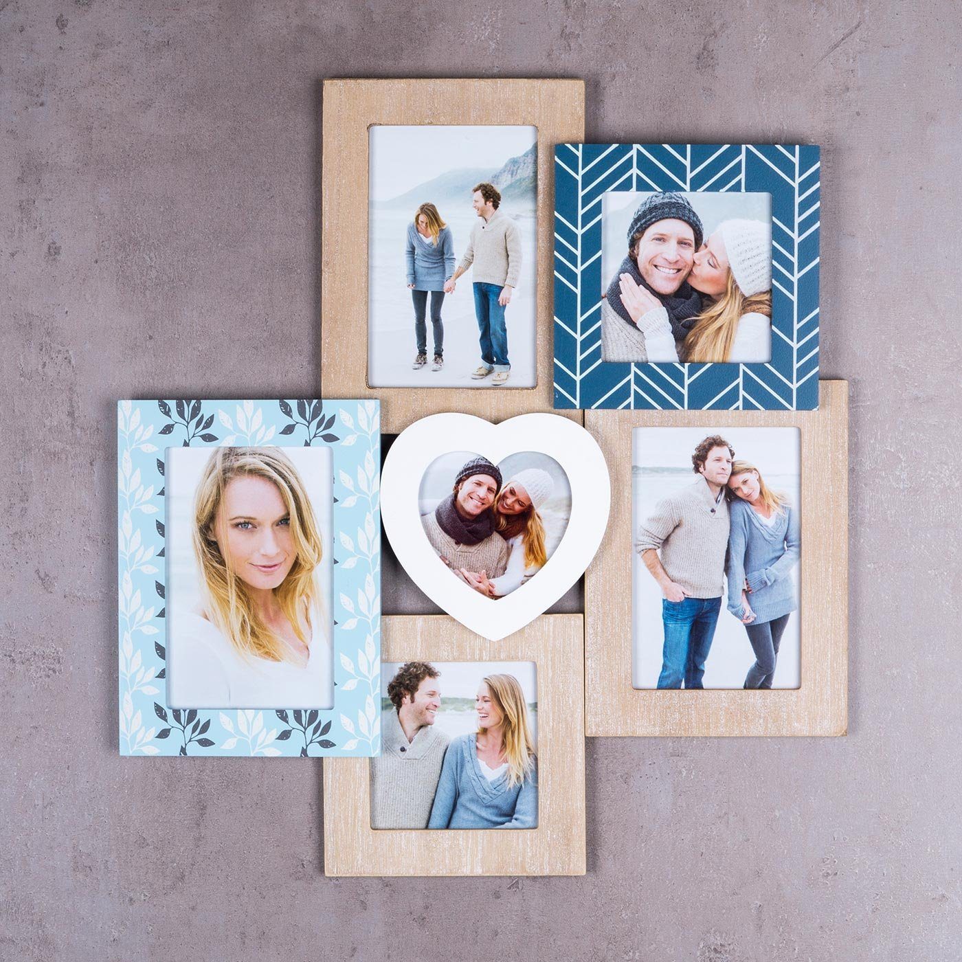 Levandeo® Bilderrahmen Collage, Bilderrahmen Holz Herz günstig online kaufen