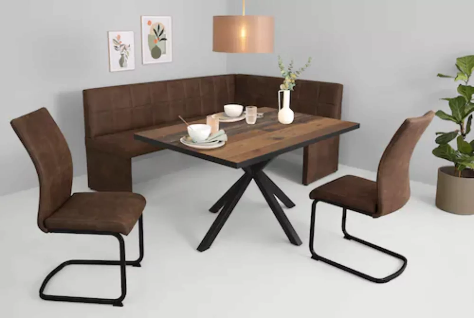 HELA Essgruppe »SPREE«, (4 tlg.), Esstisch 140x90 cm mit Dickkante, Microfa günstig online kaufen