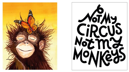 my home Poster »Affe mit Schmetterling - Circus Poster Set - Dekoration«, ( günstig online kaufen