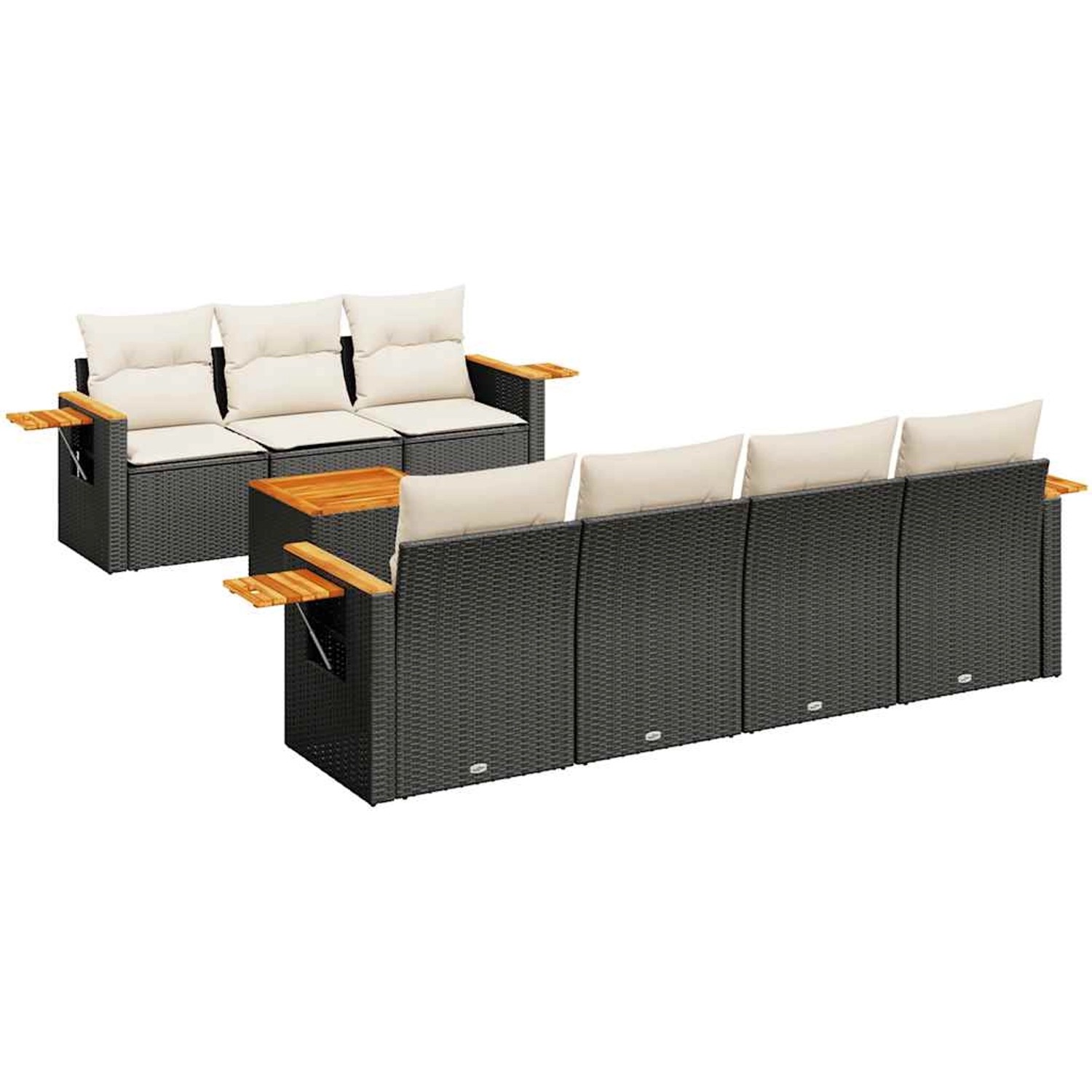 vidaXL 8-Tlg Garten-Sofagarnitur mit Kissen Schwarz Poly Rattan 3226644 günstig online kaufen