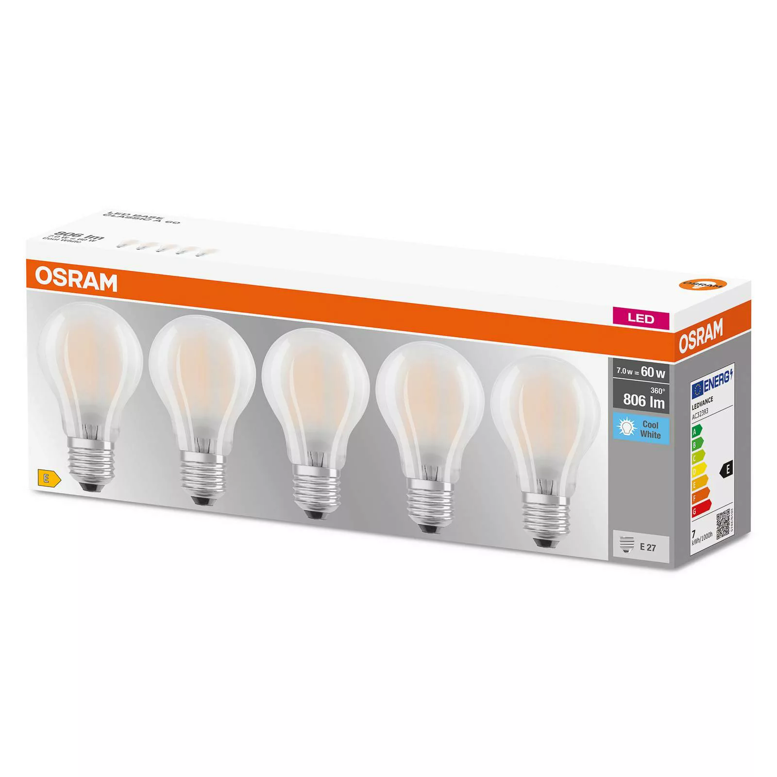 OSRAM LED-Lampe E27 Base CL A 6,5W 4.000K matt 5er günstig online kaufen