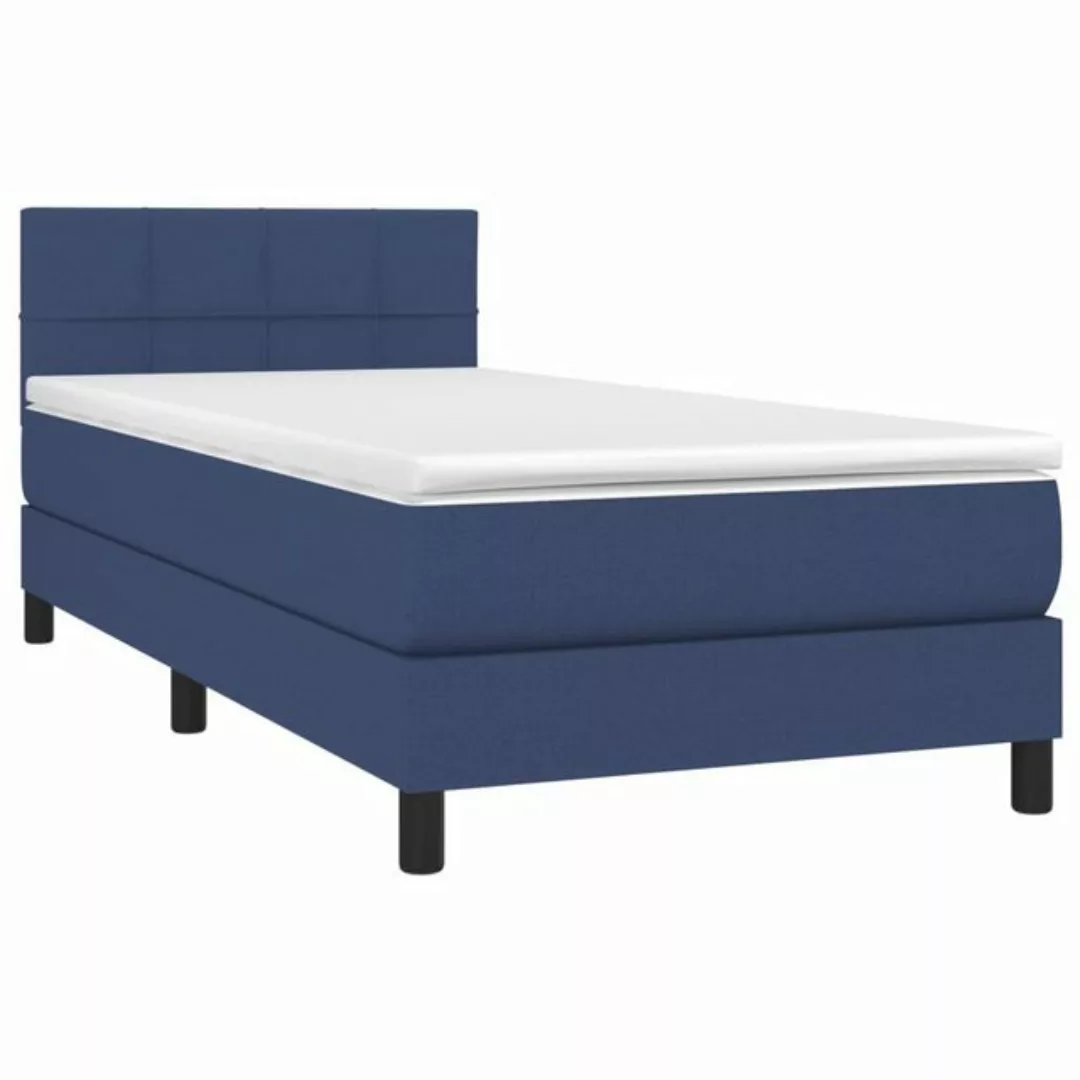 vidaXL Bett Boxspringbett mit Matratze & LED Blau 90x200 cm Stoff günstig online kaufen