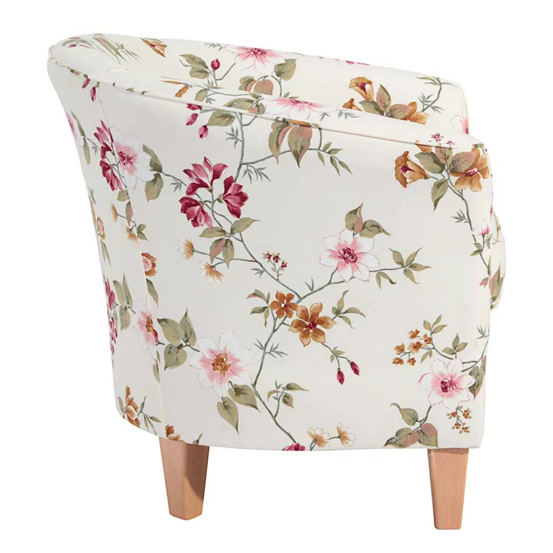 Blumenmuster Sessel im Landhausstil Vierfußgestell aus Holz günstig online kaufen