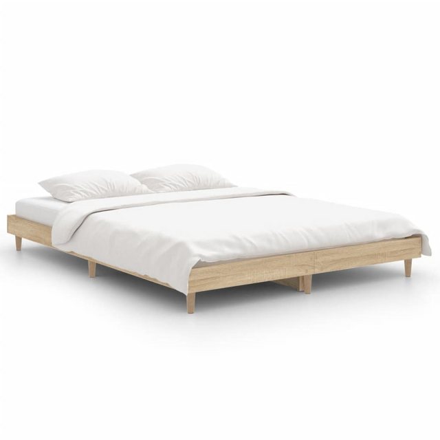 furnicato Bettgestell Sonoma-Eiche 135x190 cm Holzwerkstoff (1-tlg) günstig online kaufen