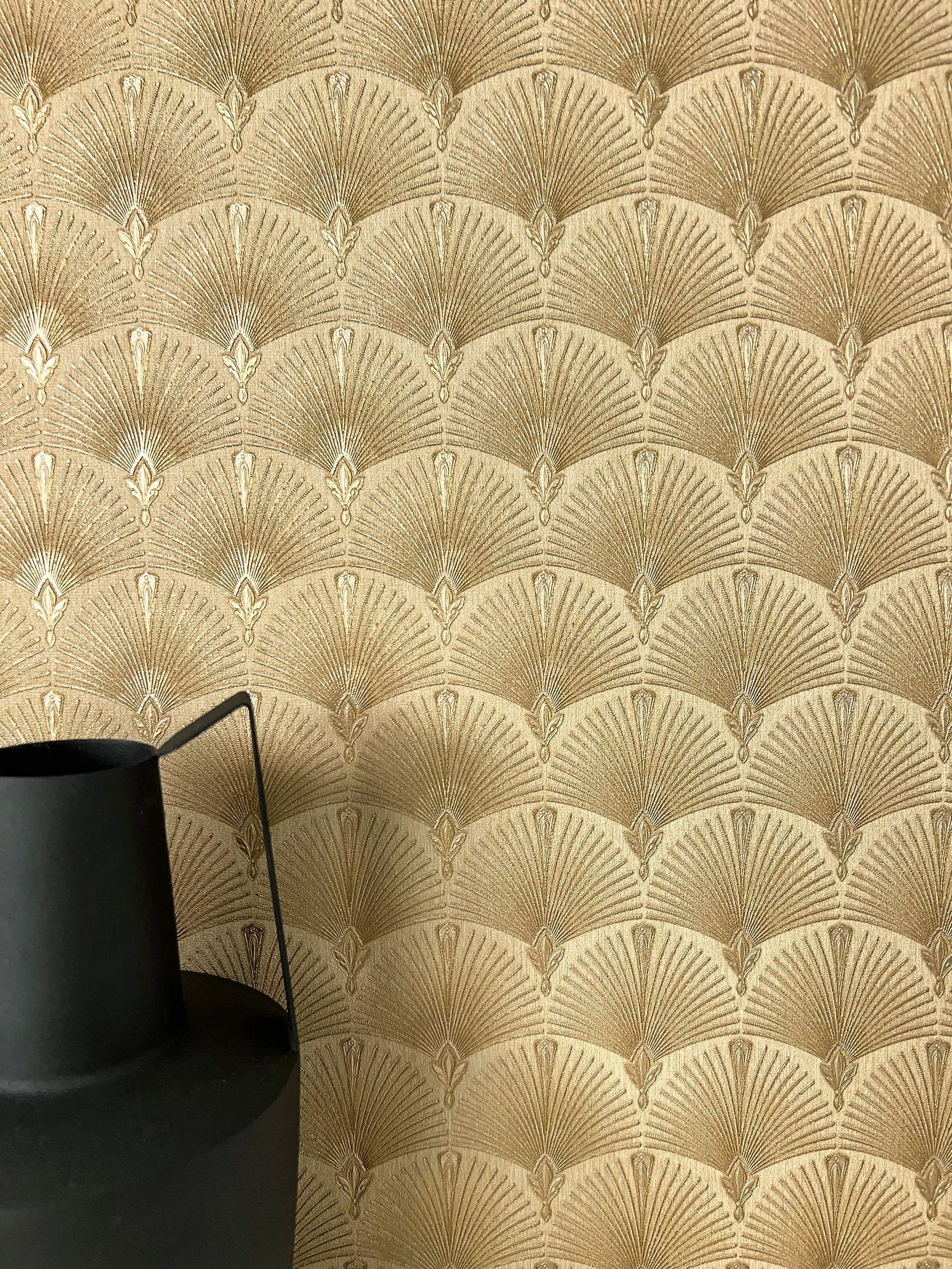 Newroom Vliestapete, Gold Tapete Modern Fächer günstig online kaufen