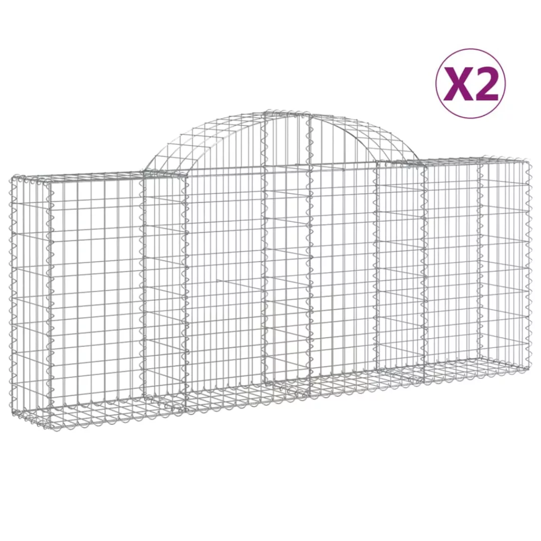 Vidaxl Gabionen Mit Hochbogen 2 Stk. 200x30x80/100 Cm Verzinktes Eisen günstig online kaufen