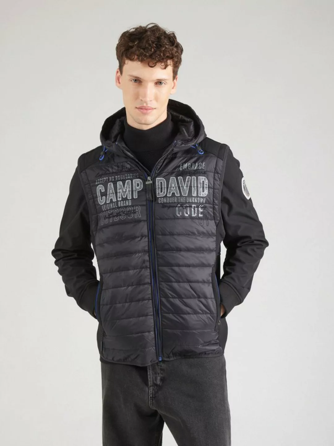 CAMP DAVID Steppjacke, mit Kapuze, mit Colour-Blocking und Rücken-Print günstig online kaufen