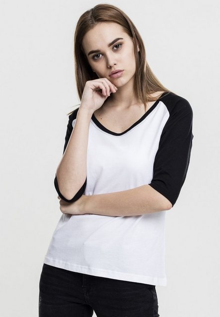 URBAN CLASSICS Kurzarmshirt Urban Classics Damen Ladies 3/4 Contrast Raglan günstig online kaufen