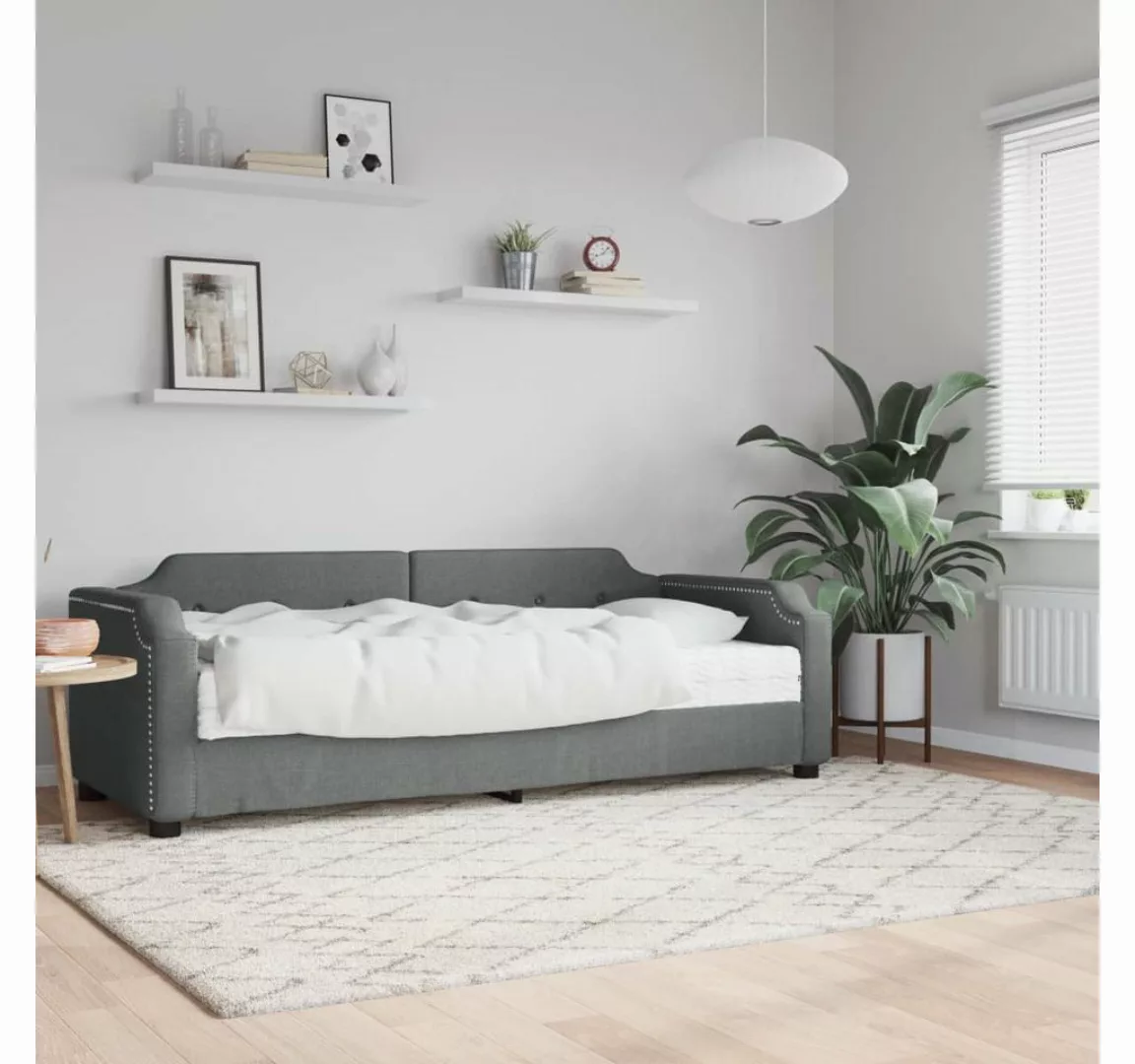 furnicato Bett Tagesbett mit Matratze Dunkelgrau 90x200 cm Stoff günstig online kaufen