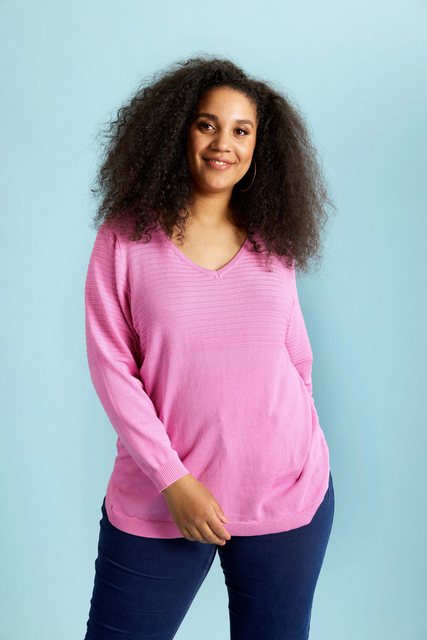 Zhenzi Strickpullover Pullover V-Ausschnitt rosa günstig online kaufen