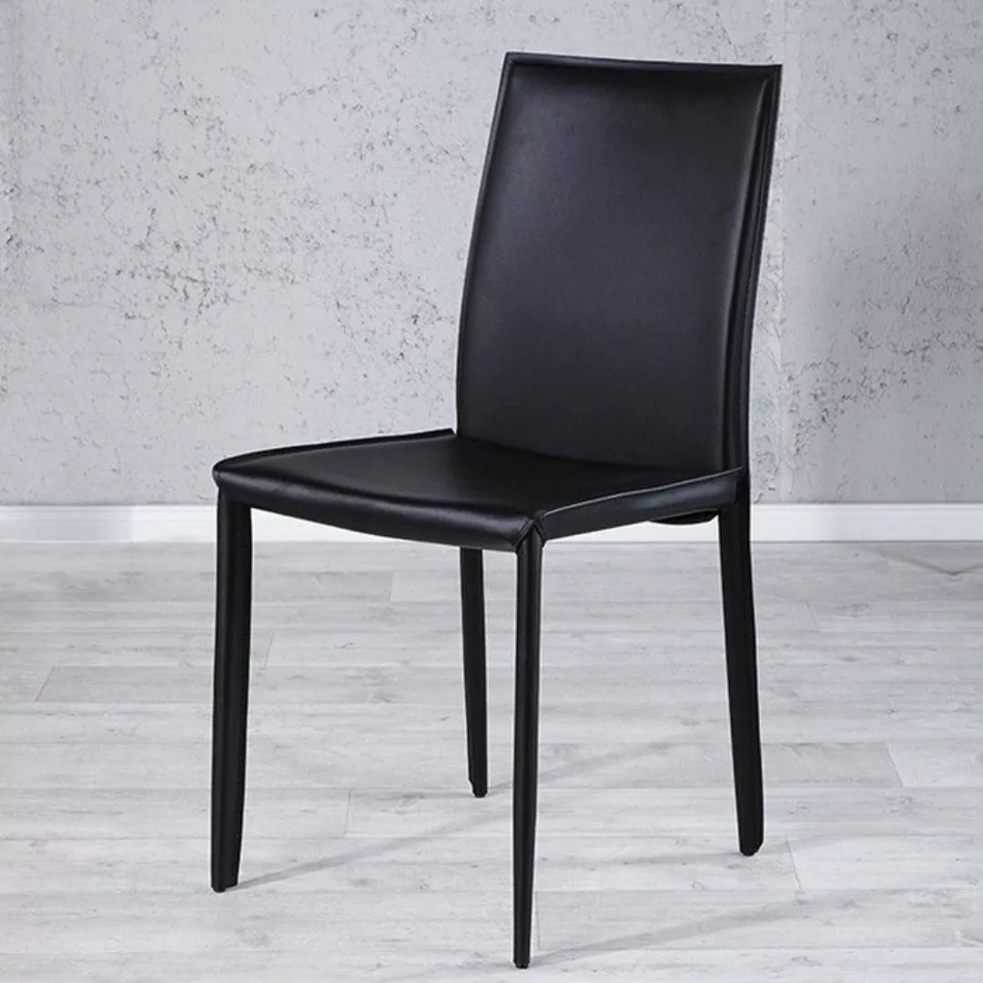 Stuhl BOSTON Schwarz aus Echtleder mit Ziernaht - Komplett montiert! günstig online kaufen