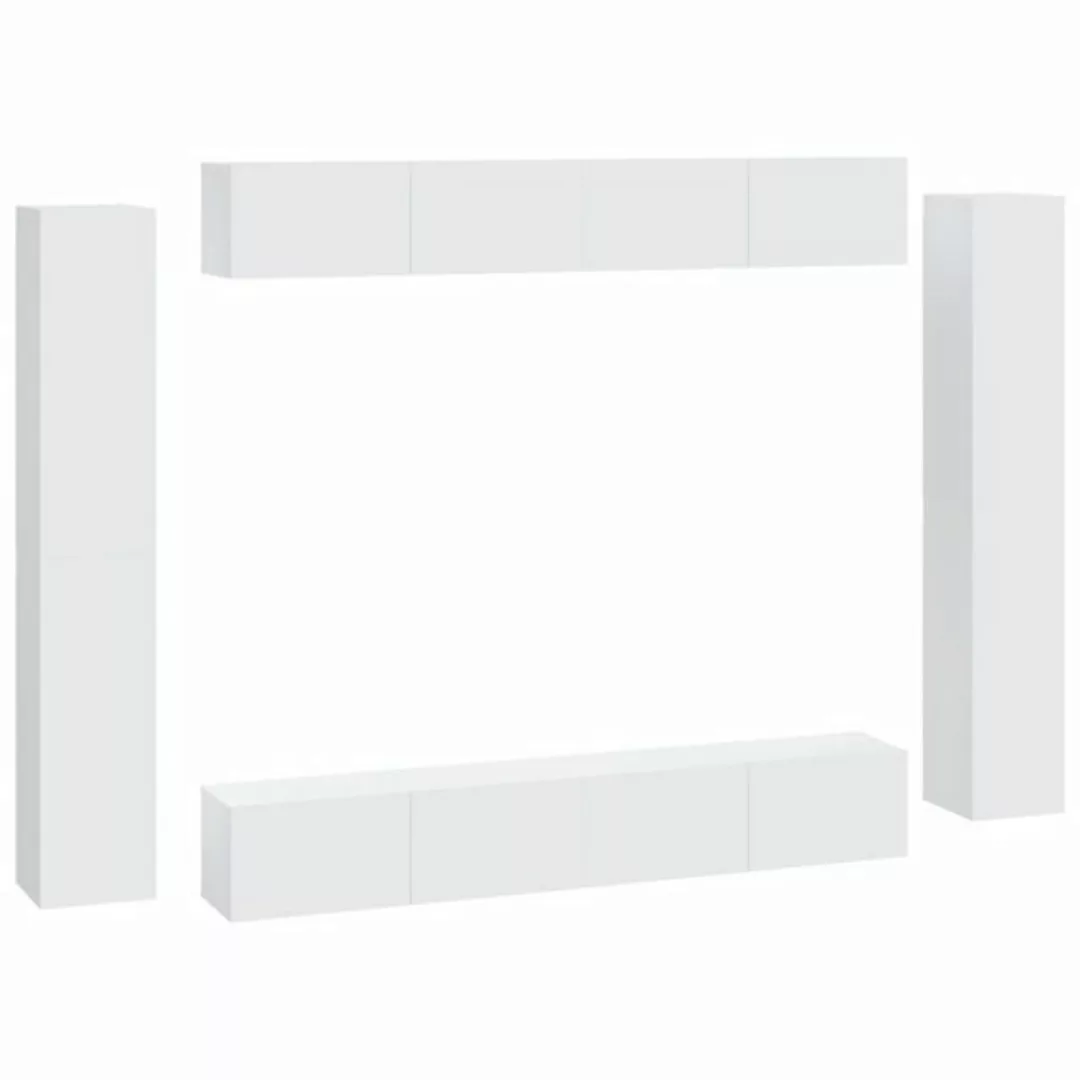 vidaXL TV-Schrank 8-tlg. TV-Schrank-Set Weiß Holzwerkstoff (8-St) günstig online kaufen