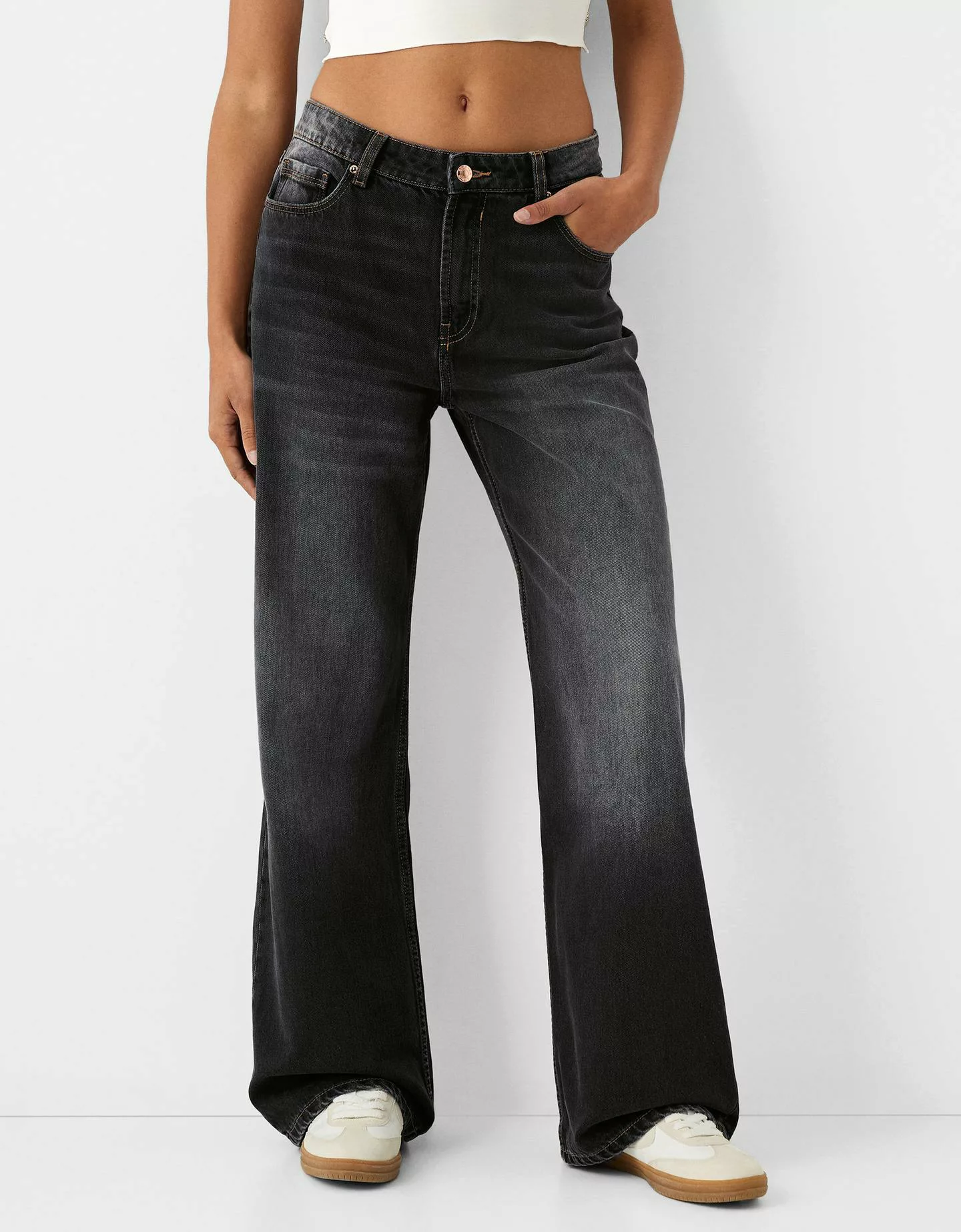 Bershka Jeans Im Baggy-Hosen-Fit Damen 38 Schwarz günstig online kaufen