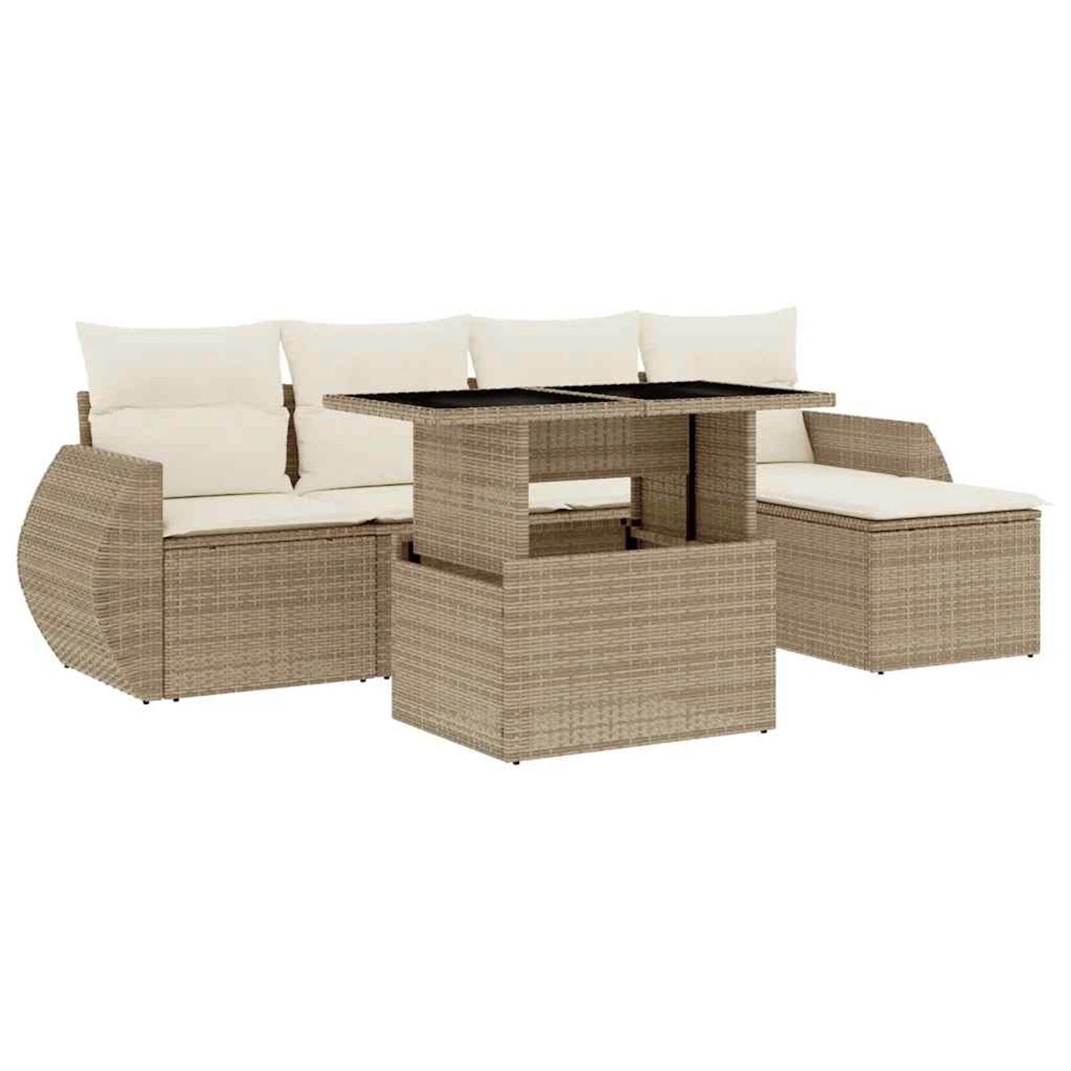 vidaXL 6-Tlg Garten-Sofagarnitur mit Kissen Beige Poly Rattan 3268498 günstig online kaufen