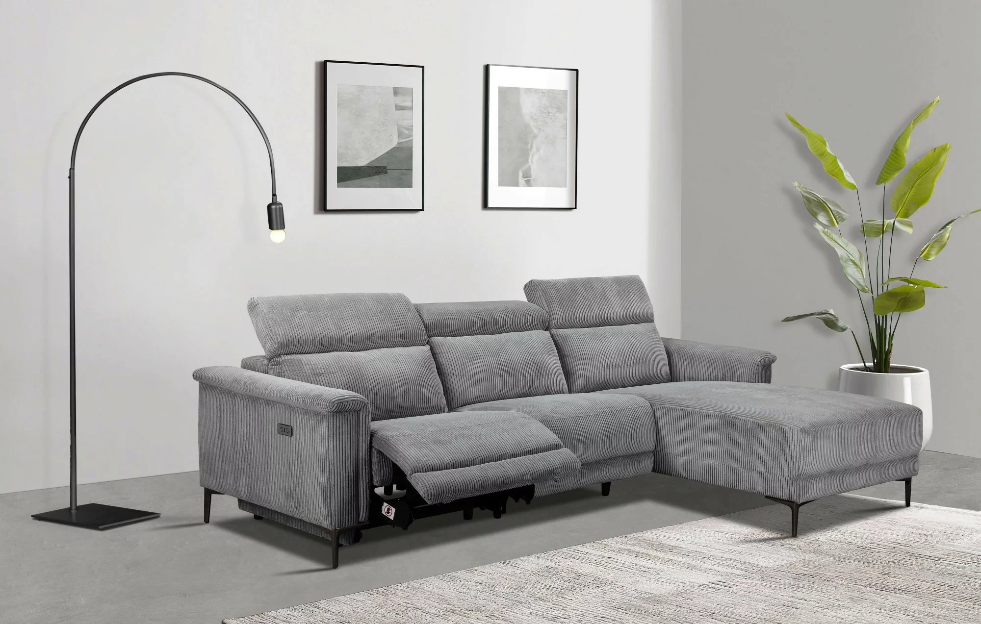 Places of Style Ecksofa "Lund in Cord, L-Form, 261 cm, mit manueller", o. e günstig online kaufen