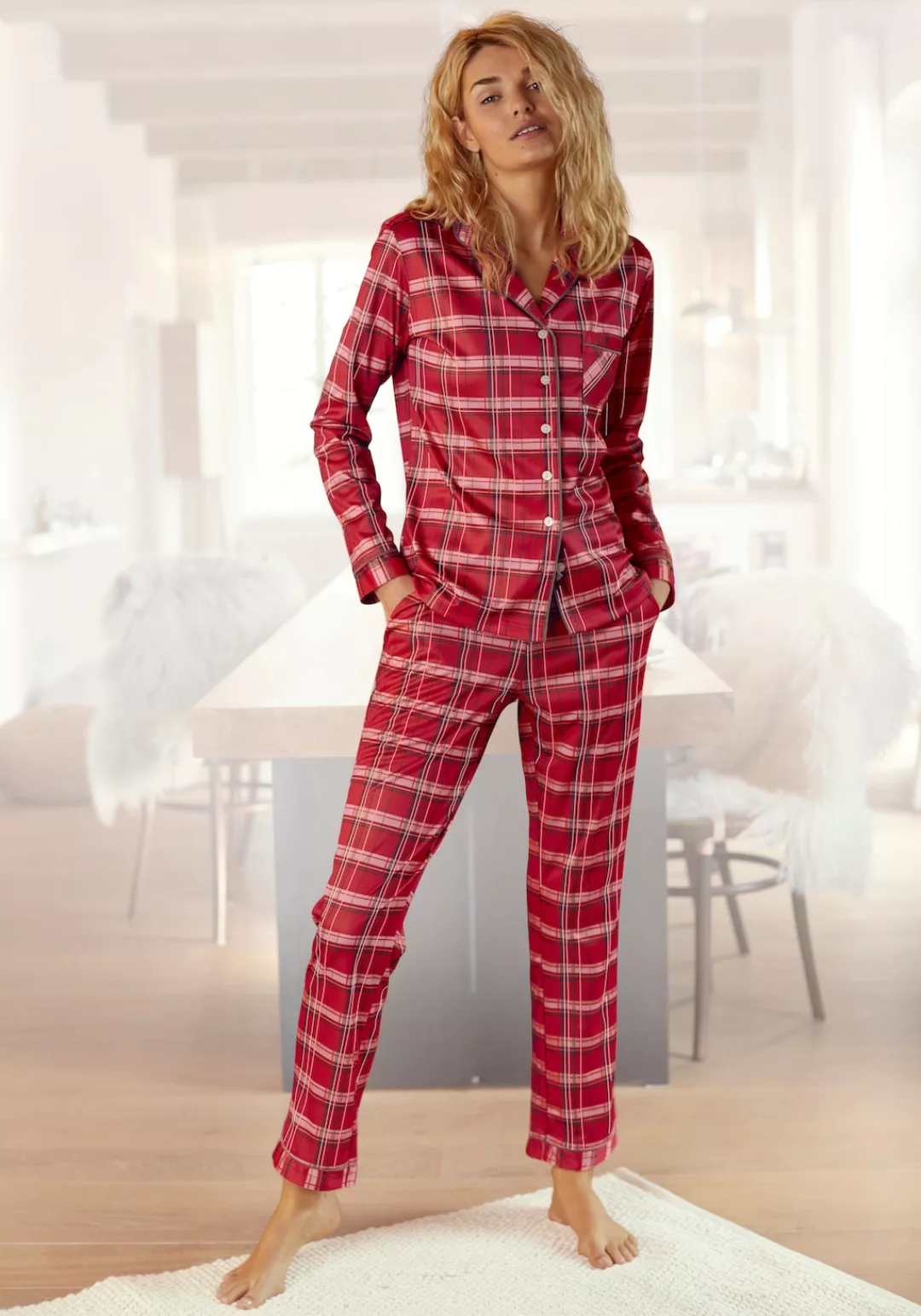 H.I.S Pyjama, (Set, 2 tlg.), aus Flanell mit Allover-Karomuster günstig online kaufen