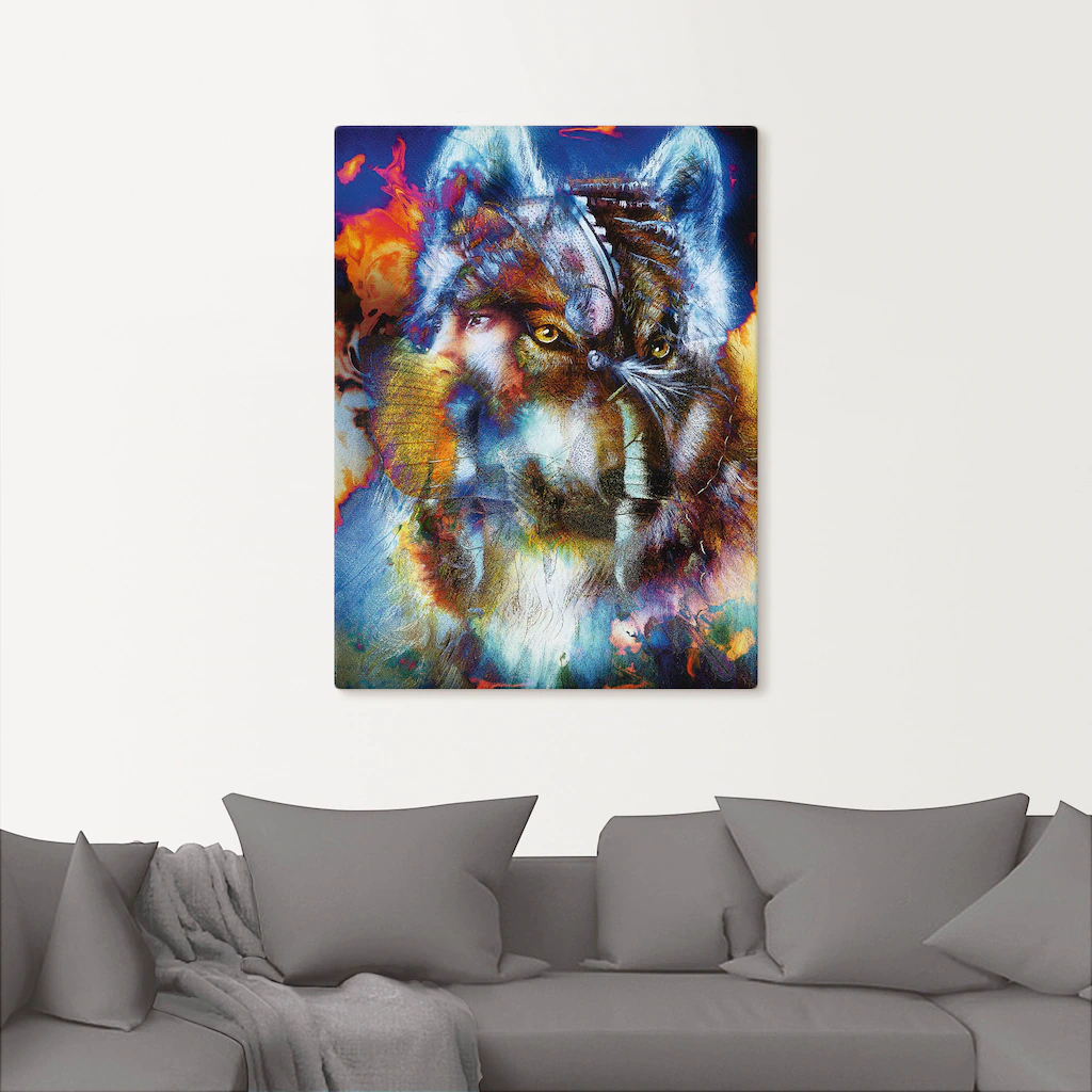 Artland Wandbild "Indischer Krieger mit Wolf", klassische Fantasie, (1 St.) günstig online kaufen