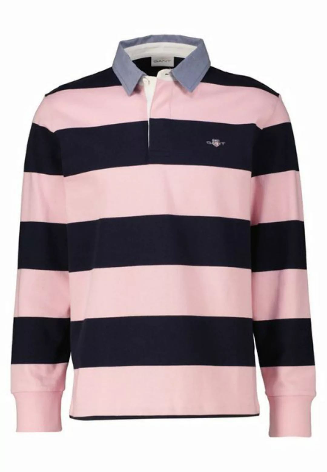 Gant Heavy Rugger Shield Poloshirt Streifen Navy Rosa - Größe 3XL günstig online kaufen