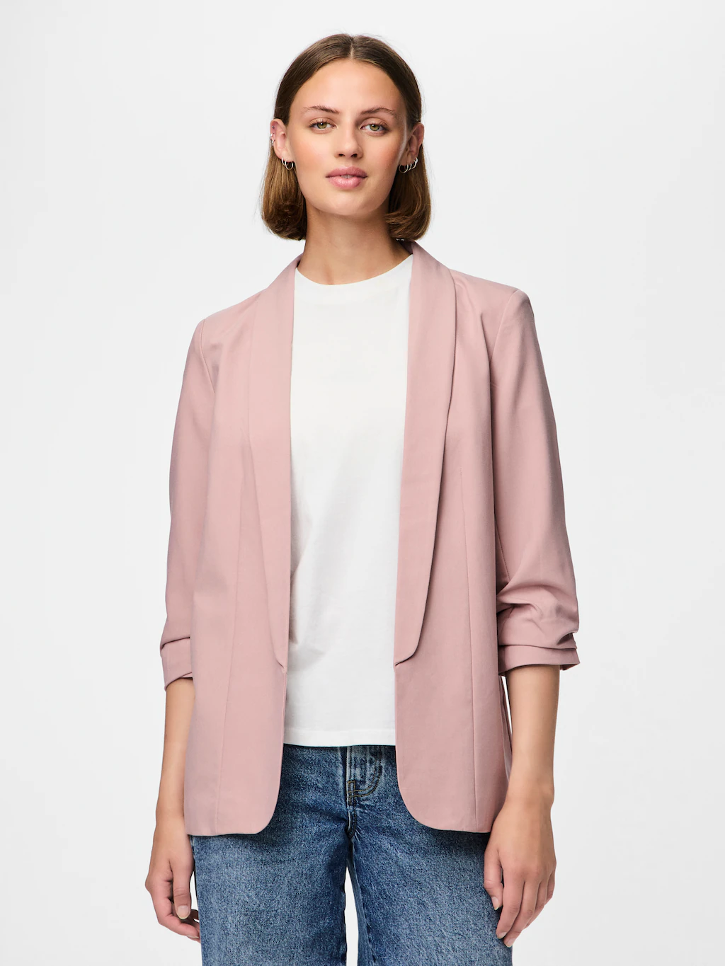 pieces Blusenblazer "PCBOSELLA 3/4 BLAZER NOOS", mit Faltendetail am Ärmel günstig online kaufen