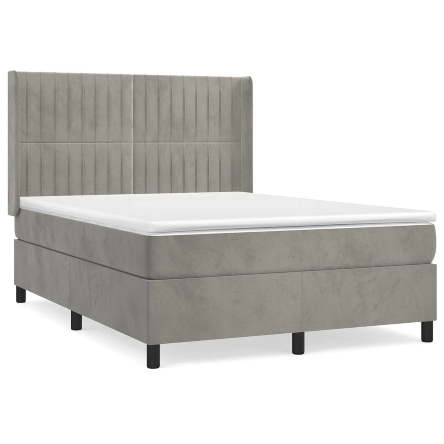 vidaXL Boxspringbett mit Matratze Hellgrau 140x190 cm Samt1466561 günstig online kaufen