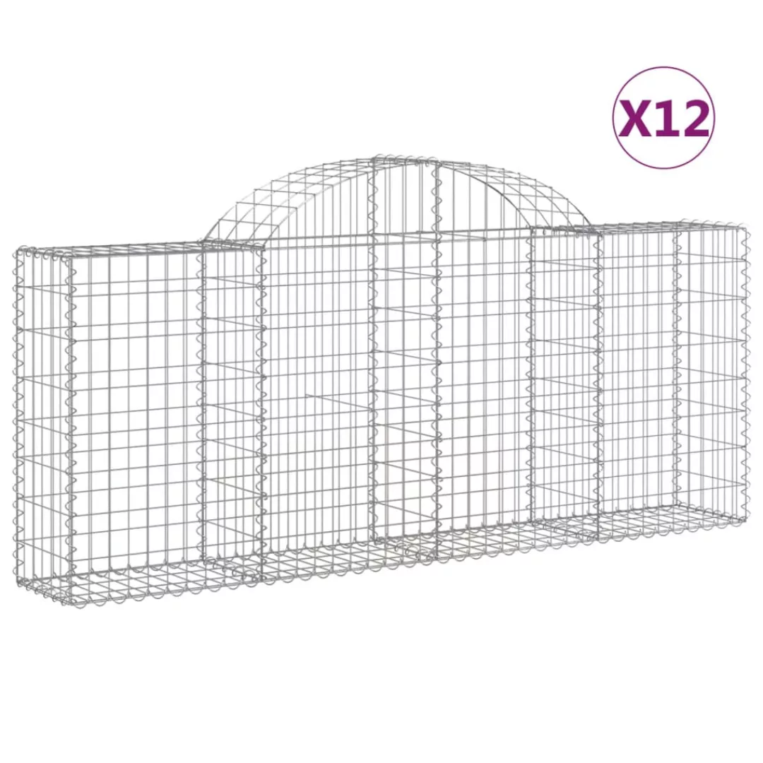 Vidaxl Gabionen Mit Hochbogen 12 Stk. 200x30x80/100cm Verzinktes Eisen günstig online kaufen