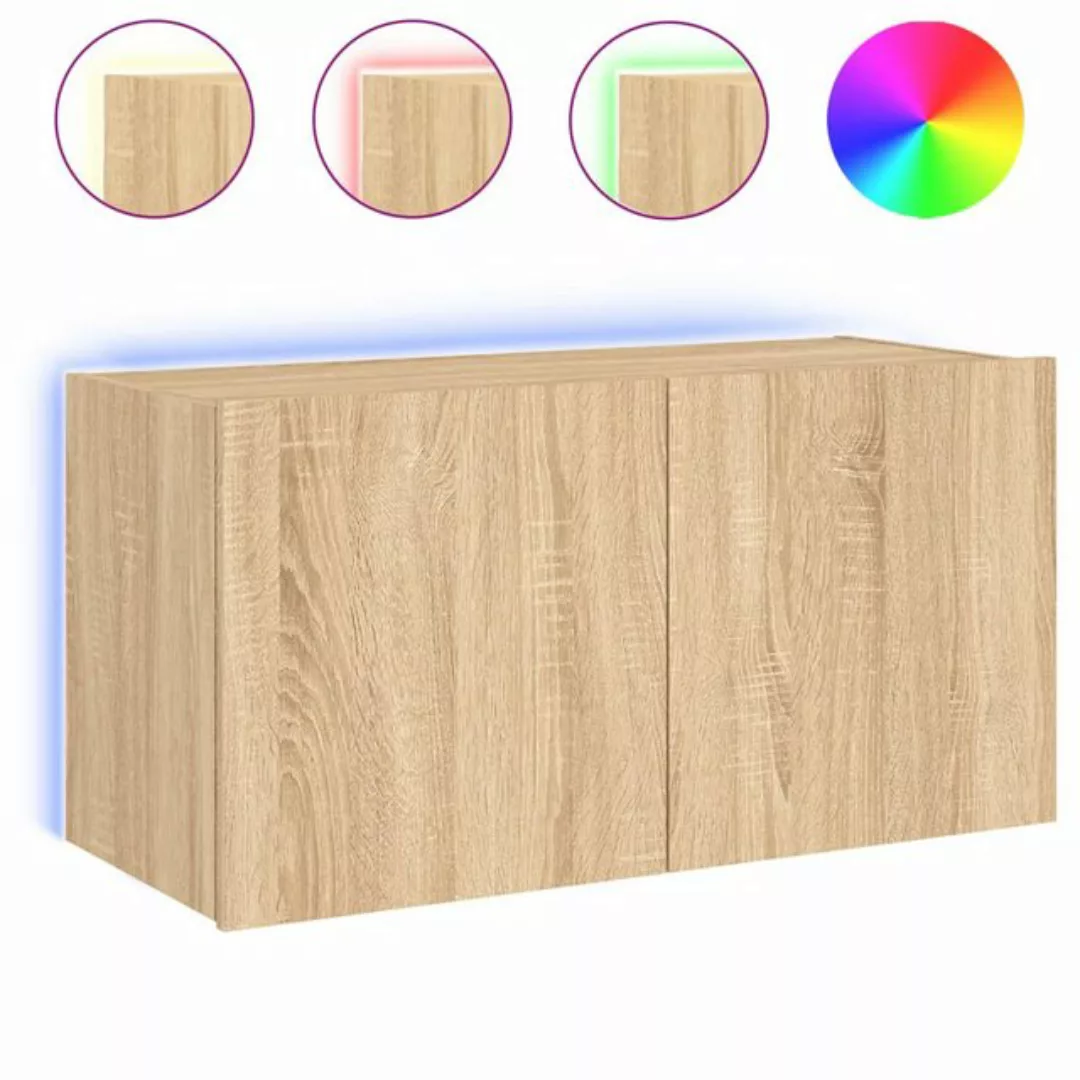 vidaXL TV-Schrank TV-Wandschrank mit LED-Leuchten Sonoma-Eiche 80x35x41 cm günstig online kaufen