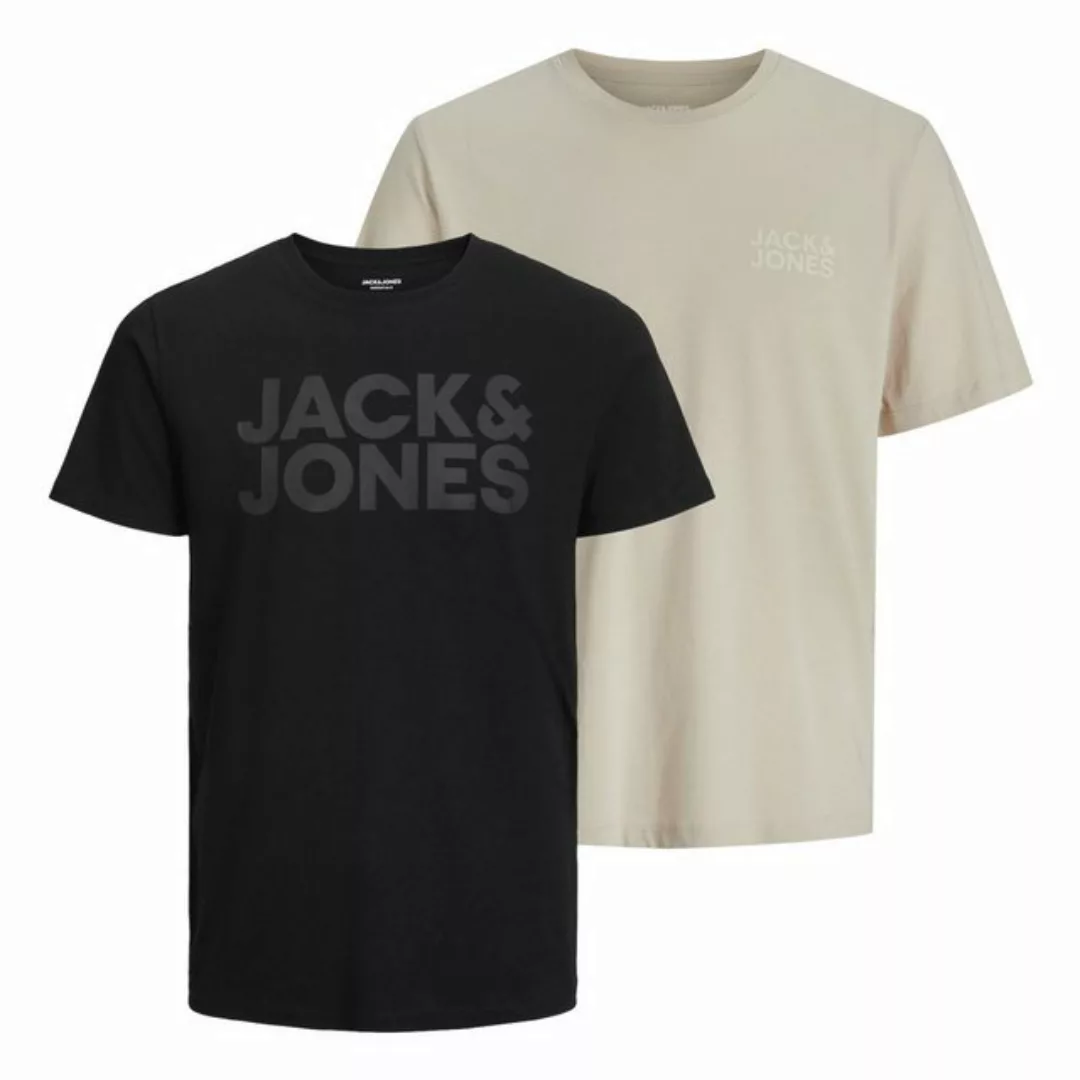 Jack & Jones T-Shirt 2er Pack Logo Tee Crew Neck mit Markenschriftzug günstig online kaufen