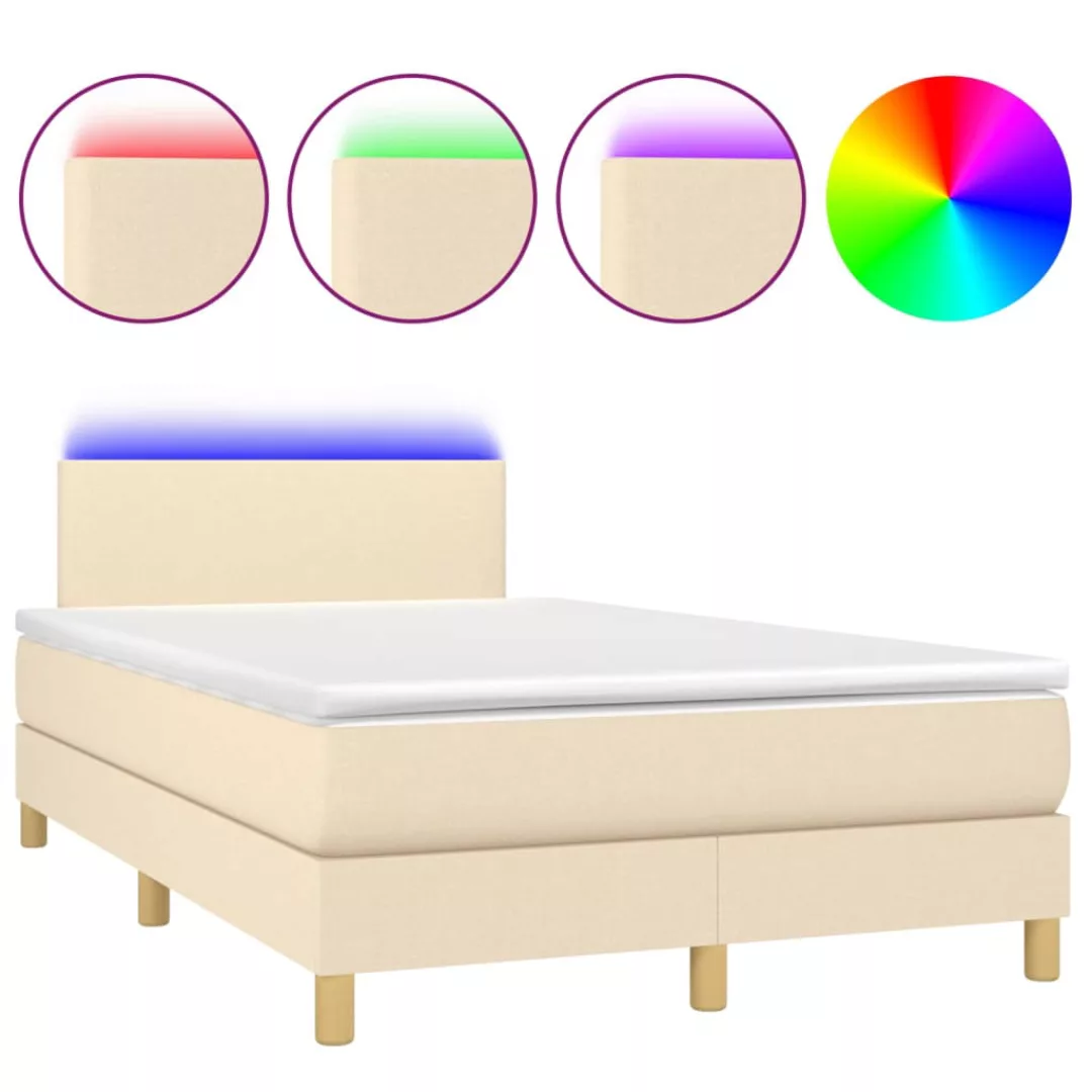 Vidaxl Boxspringbett Mit Matratze & Led Creme 120x200 Cm Stoff günstig online kaufen